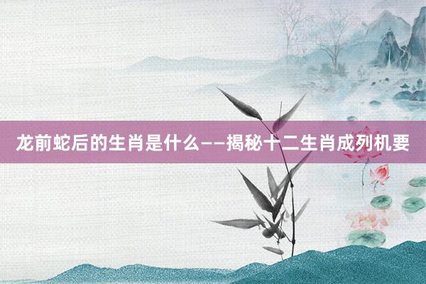 龙前蛇后的生肖是什么——揭秘十二生肖成列机要